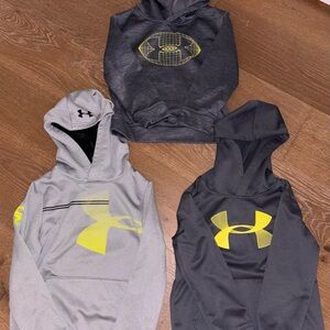Youth XS Boys 6 and Under Armour Hoodie lot in Gray and Black with Yellow Logo